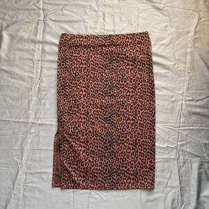 LOFT Rust Leopard Print Knit Pencil Skirt L